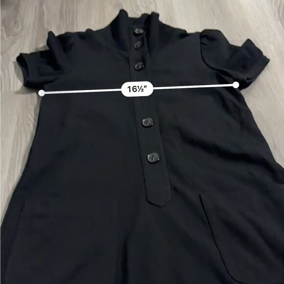 Theory Black High Collared Neck Button Front Mini Tunic Dress‎ Size 4 - Picture 11 of 12